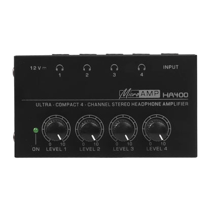 Headphone Amplifier Ultra-Compact Stereo Earphone Amplifier Audio Amplifier 4 Channels for Music 6.35MM Jack with Volume Control