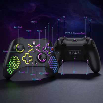 RGB Wireless For Xbox Controller Xbox One/xbox Series X/S/PC With 650mah Battery gamepad Multi-Function Joystick Controller