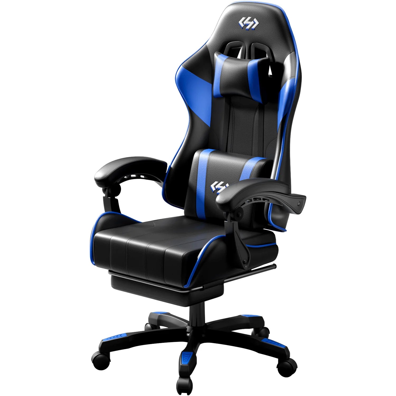 Ergonomic Gaming Chair, PU Leather Computer Office Chair for Adults, Adjustable Height &amp; Reclining Backrest Angle, 360° Swivel Gaming Desk Chair with Lumbar Support, Headrest and Retractable Footrest