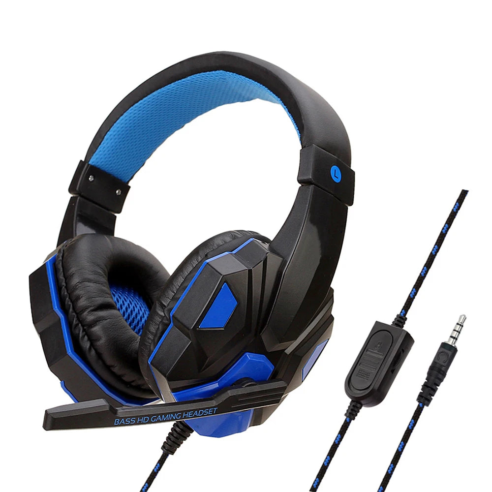 3.5mm Wired Gaming Headphones With Adjustable Microphone Stereo Bass Headset For Computer Phone Laptop Desktop PC Notebook Gamer