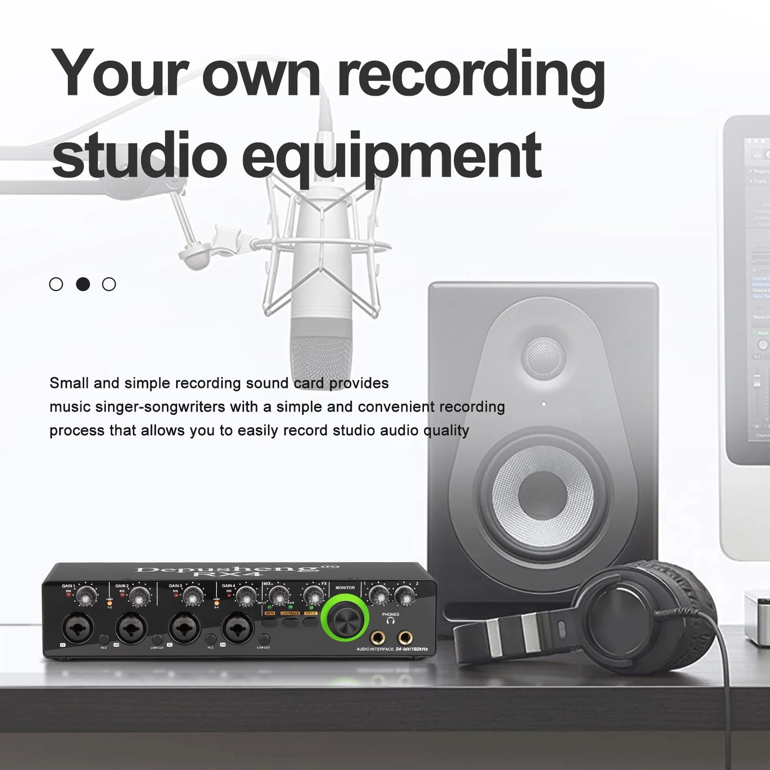 Newest 4 Channel Audio Sound Card 4 in 2 out Interface Audio For Podcast Recording Music Studio Instrument Live Singing