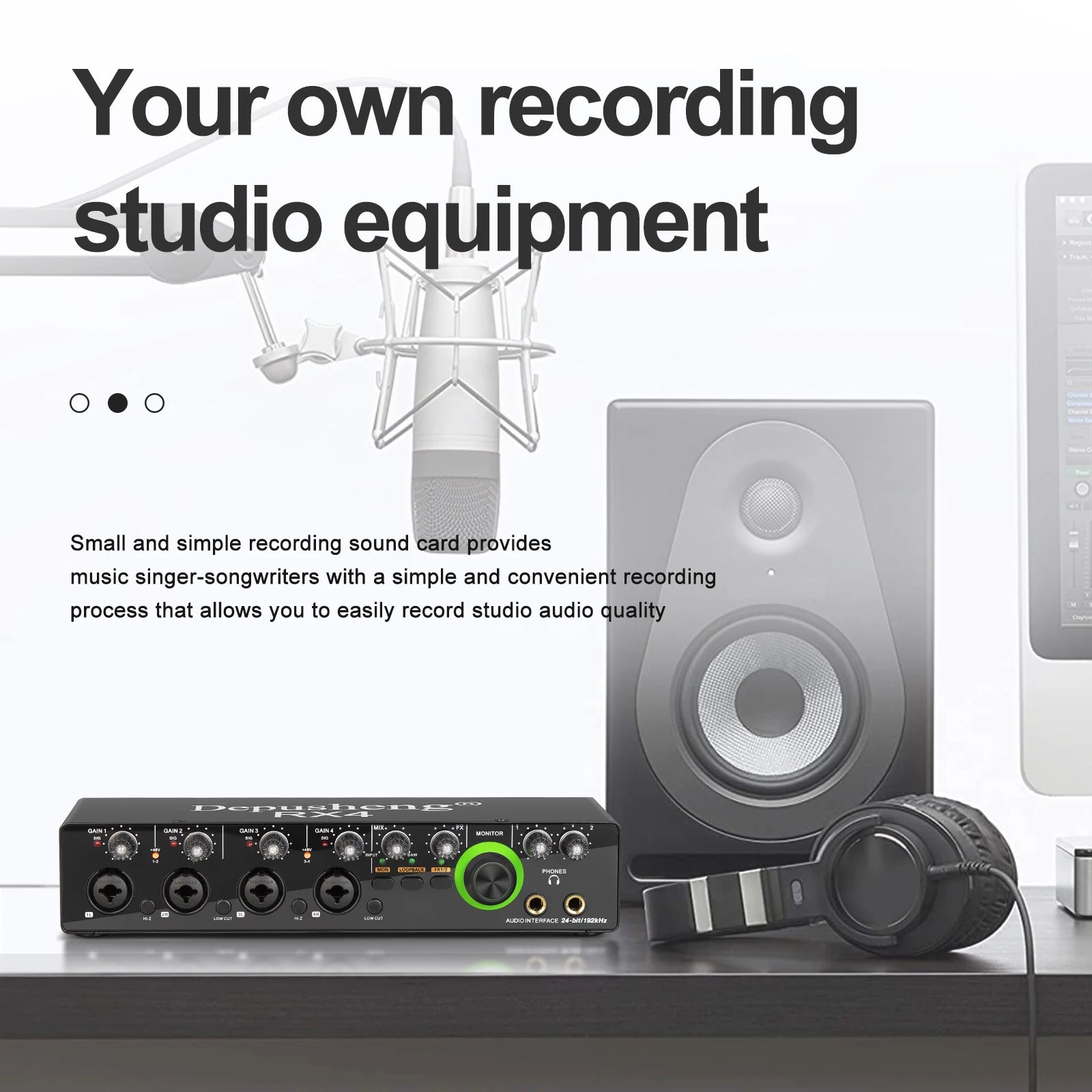Newest 4 Channel Audio Sound Card 4 in 2 out Interface Audio For Podcast Recording Music Studio Instrument Live Singing