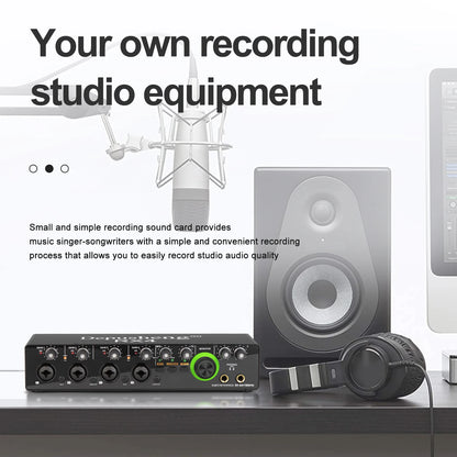 Newest 4 Channel Audio Sound Card 4 in 2 out Interface Audio For Podcast Recording Music Studio Instrument Live Singing