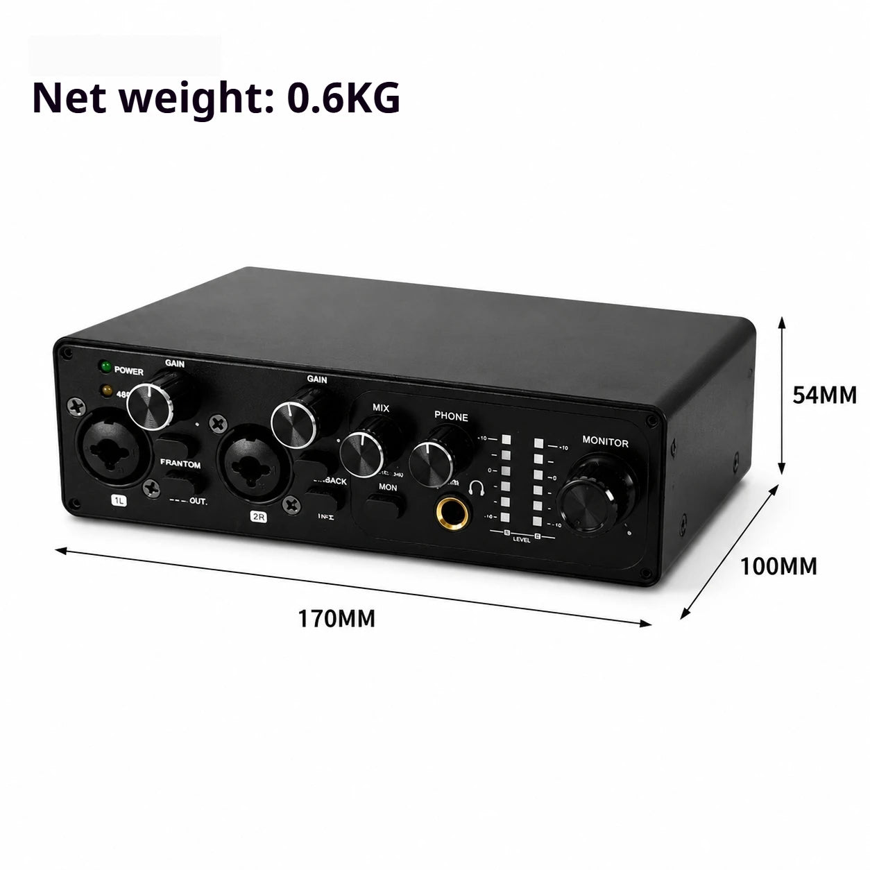 2 Channel USB Audio Interface with 48V Phantom Power Low Noise Sound Card for PC - Ideal for Recording Podcasts Guitar And Live