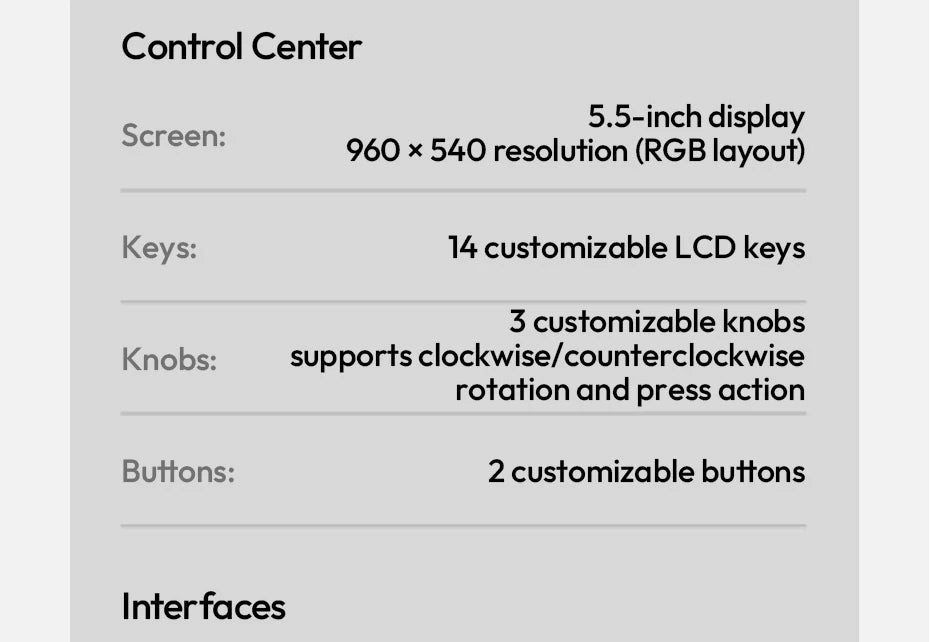 Ulanzi D200X 8 in 1 Stream Deck Keyboard 14 LCD Keys Stream Controler for Video Editing Game Live Content Creation Studio Light