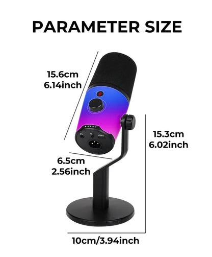 G-MARK USB Dynamic Microphone PC Computer Cardioid Podcast Mic Video Streaming RGB Mute