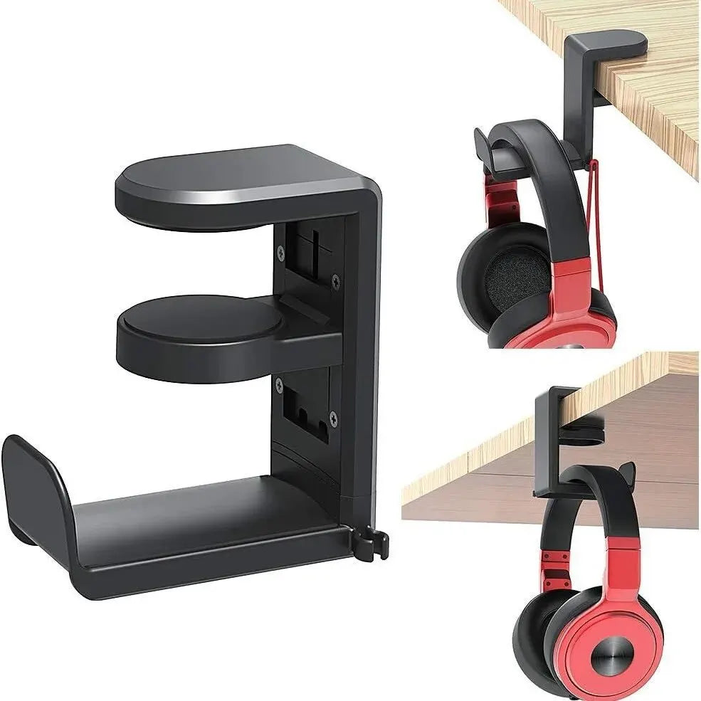 360° Rotating Headphone Stand Desktop Headset Holder PC Gaming Headset Desk Hanger Hook For Headphone Storage Hangin Organizer