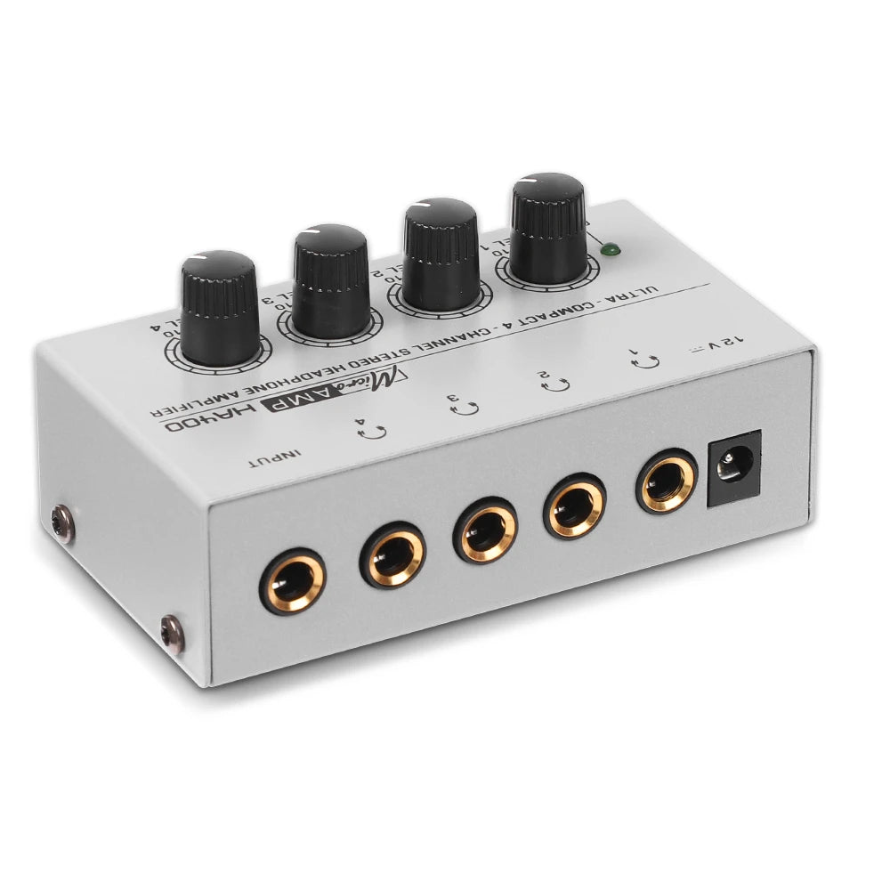 Headphone Amplifier Ultra-Compact Stereo Earphone Amplifier Audio Amplifier 4 Channels for Music 6.35MM Jack with Volume Control