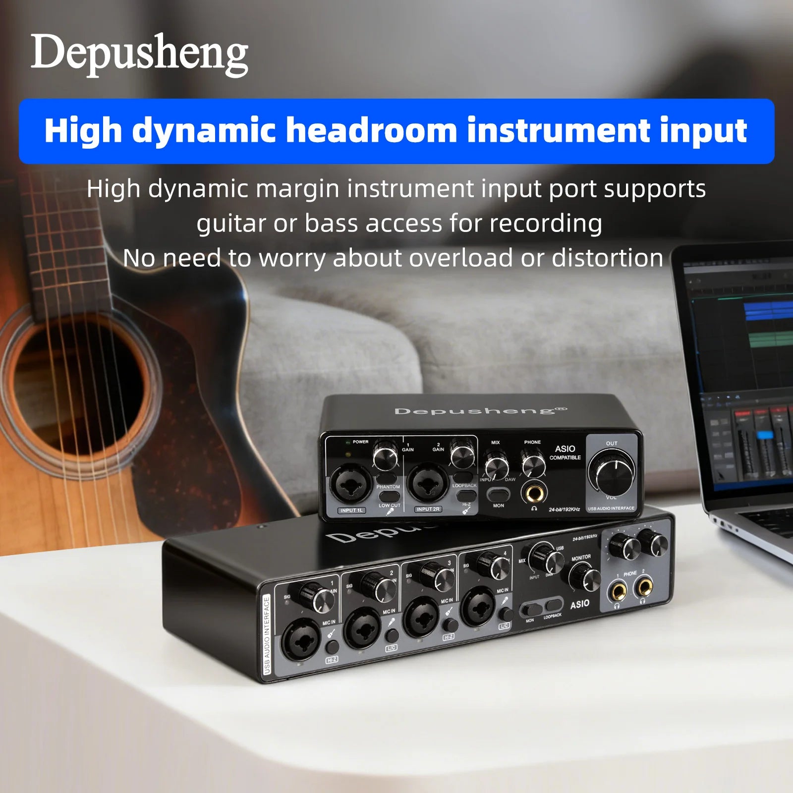 MQ22/44 ASIO Audio Professional Sound Card 2/4 Channel USB Audio Interface for Live Recording