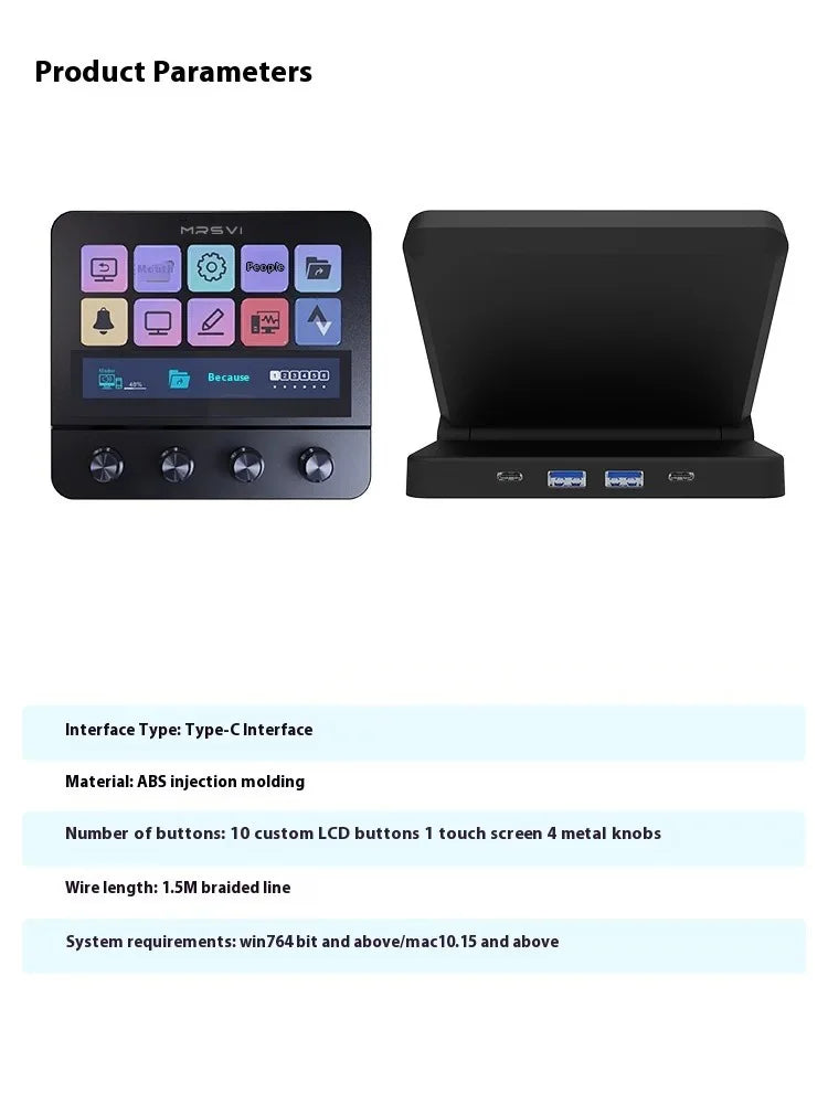 MRSVI N4 Stream Deck Controller, Elgato Alternative, 10 Programmable LCD Keys with 500+ Plugins for Streaming/Editing