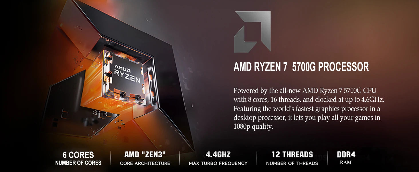 Ningmei Lumishore Gaming Pc Amd Ryzen 7 5700g 16Gb Ram 1Tb Ssd Wifi Windows 11 Gaming Pc
