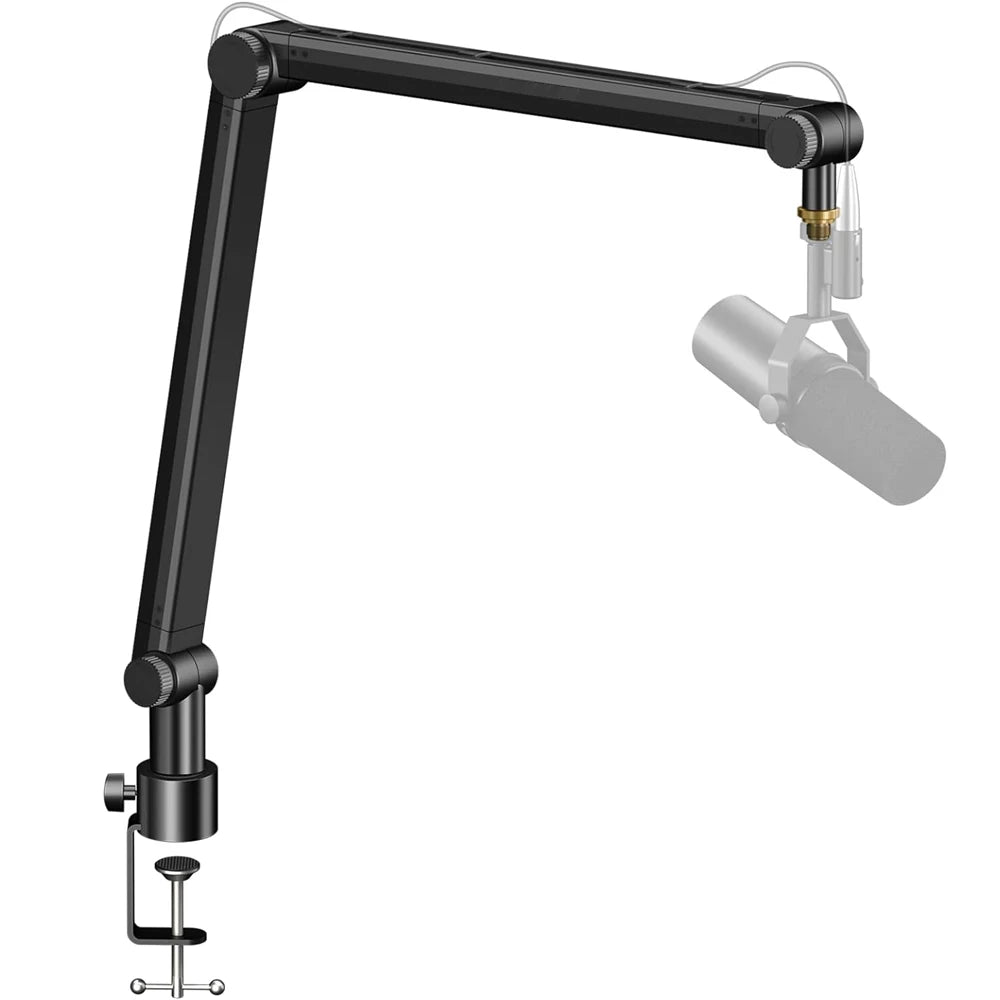 Boom Arm - Adjustable 360° Rotatable Microphone Sturdy Aluminum Alloy Mic Desk, Table Stand Foldable Scissor Stable Mount Arms