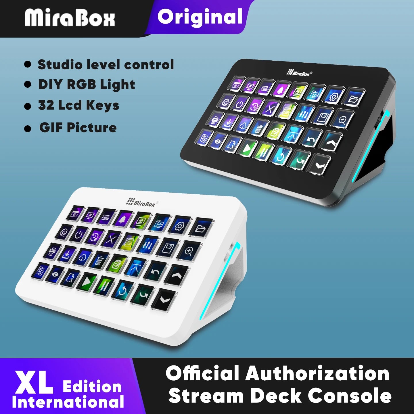 Mirabox XL 32-Key Visual Stream Deck Streamdeck Deck Dock Macro Pad Controller Desktop Console Stream Desk For OBS Streaming