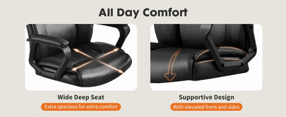 JHK Ergonomic PU Leather Padded Armrest Living Room Rocking Gaming Chair Swivel Wheel With Lumbar Support Gaming Chairs