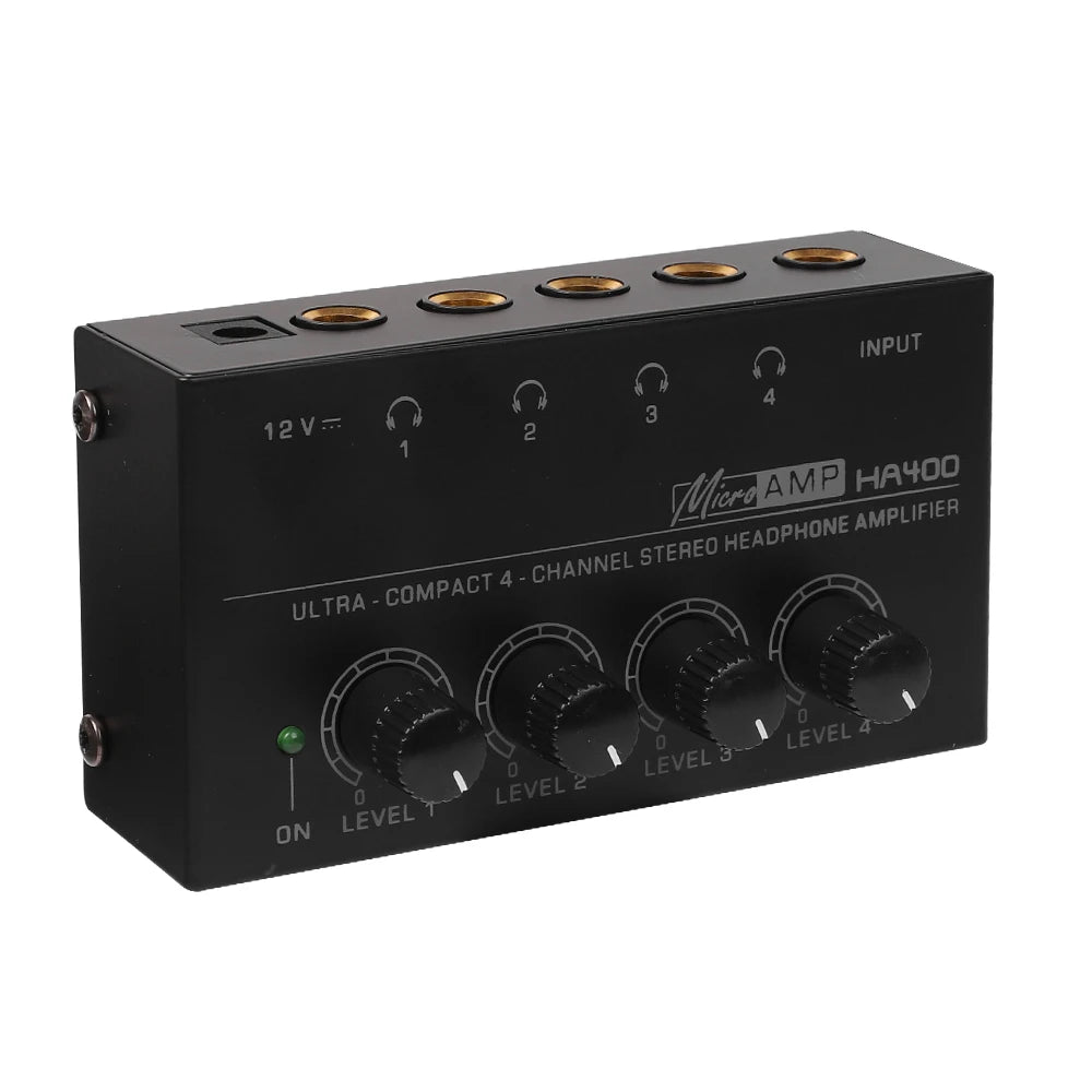 Headphone Amplifier Ultra-Compact Stereo Earphone Amplifier Audio Amplifier 4 Channels for Music 6.35MM Jack with Volume Control