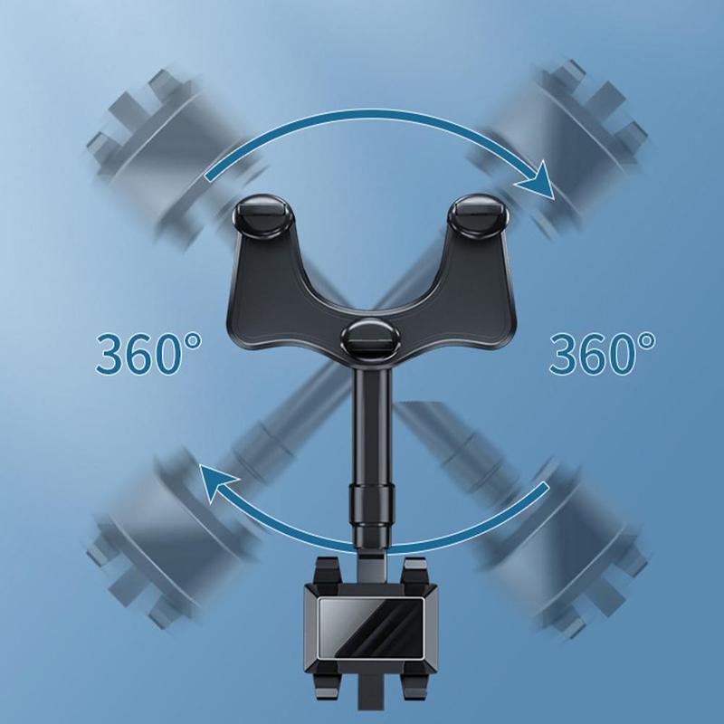 Multifunctional 360 Rear View Mirror For Car Rotatable And Retractable Car Phone Holder
