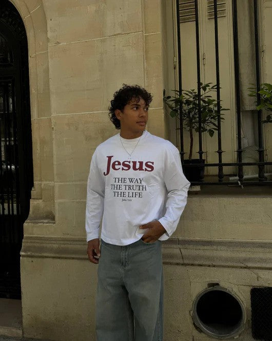 Jesus Is The Way Hoodie T-Shirt With A Crew Neck And Long Sleeves