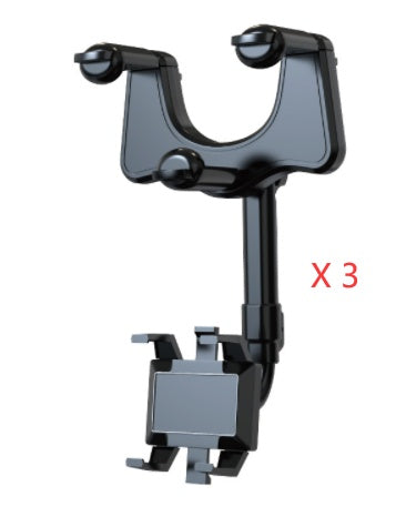 Multifunctional 360 Rear View Mirror For Car Rotatable And Retractable Car Phone Holder